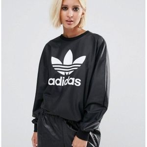 Adidas Originals Trefoil Faux Leather Sweatshirt